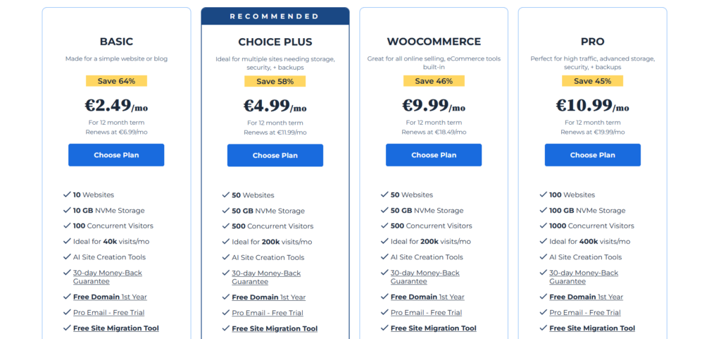 Bluehost plan
