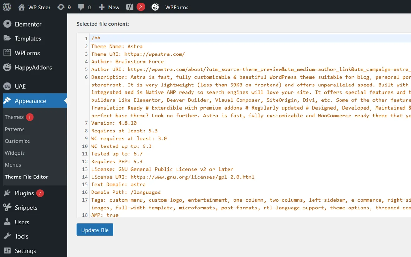 Disable File Editing WordPress