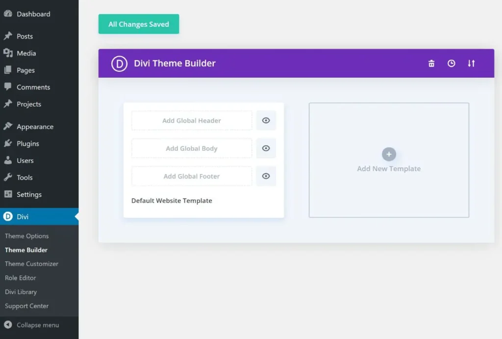 Divi theme builder