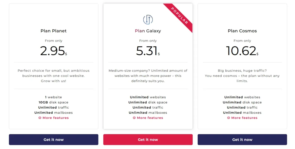 Getspace Hostin review - Pricing