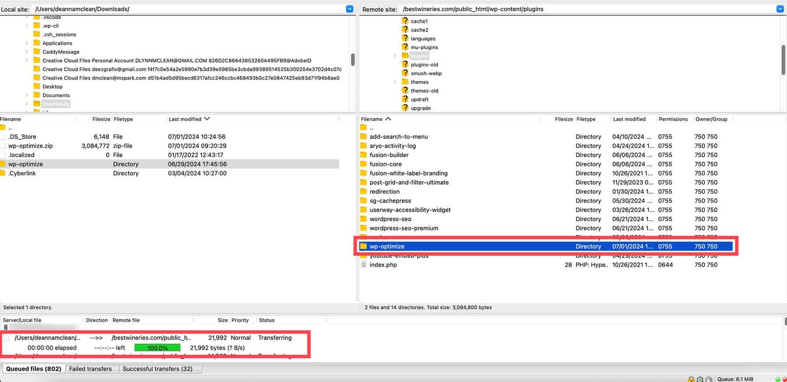 Installed plugin FTP