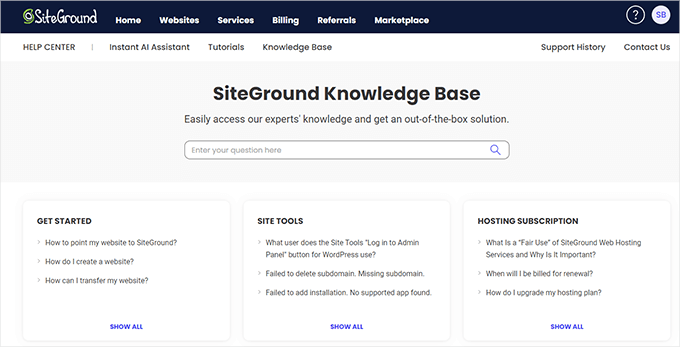 SiteGround support