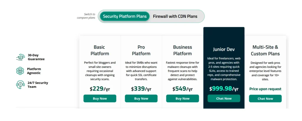 Sucuri review - Pricing