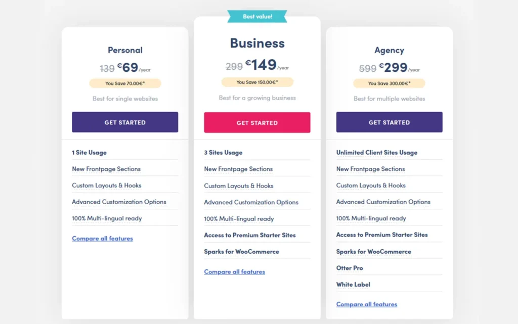 Hestia Theme Pricing
