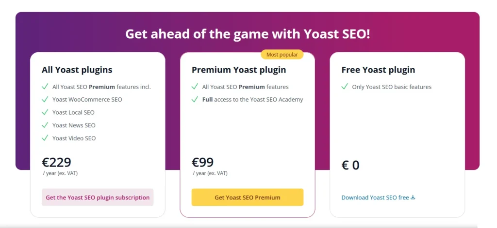 Yoast Seo plugin Pricing