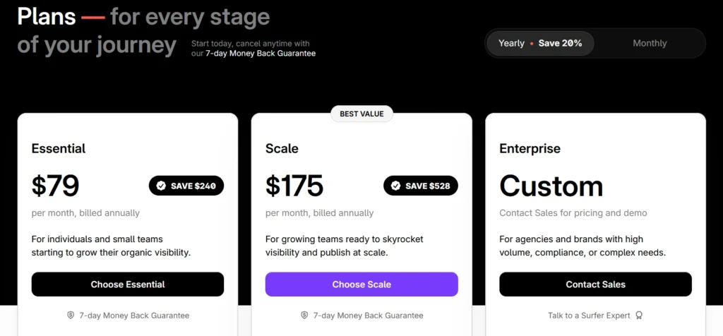 Surfer SEO AI Pricing