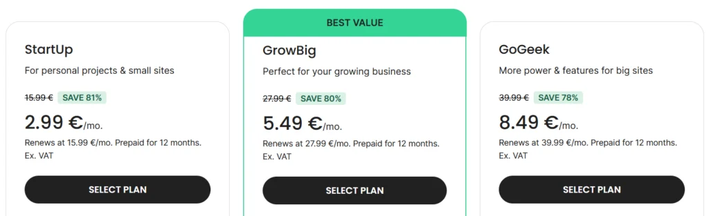 SiteGround Hosting Plans